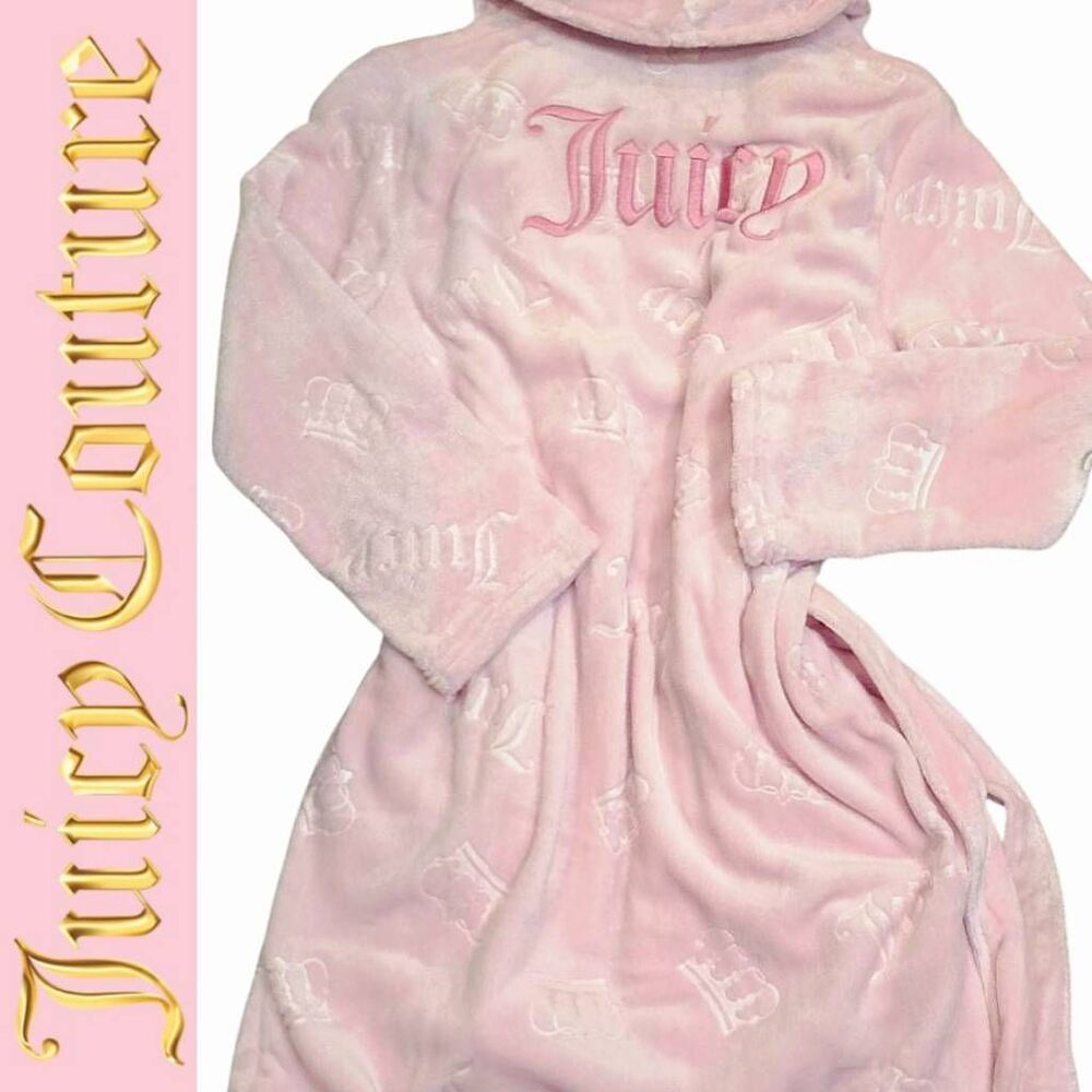 Juicy Couture Moon JC & Crown Embossed Plush Collared Robe‎